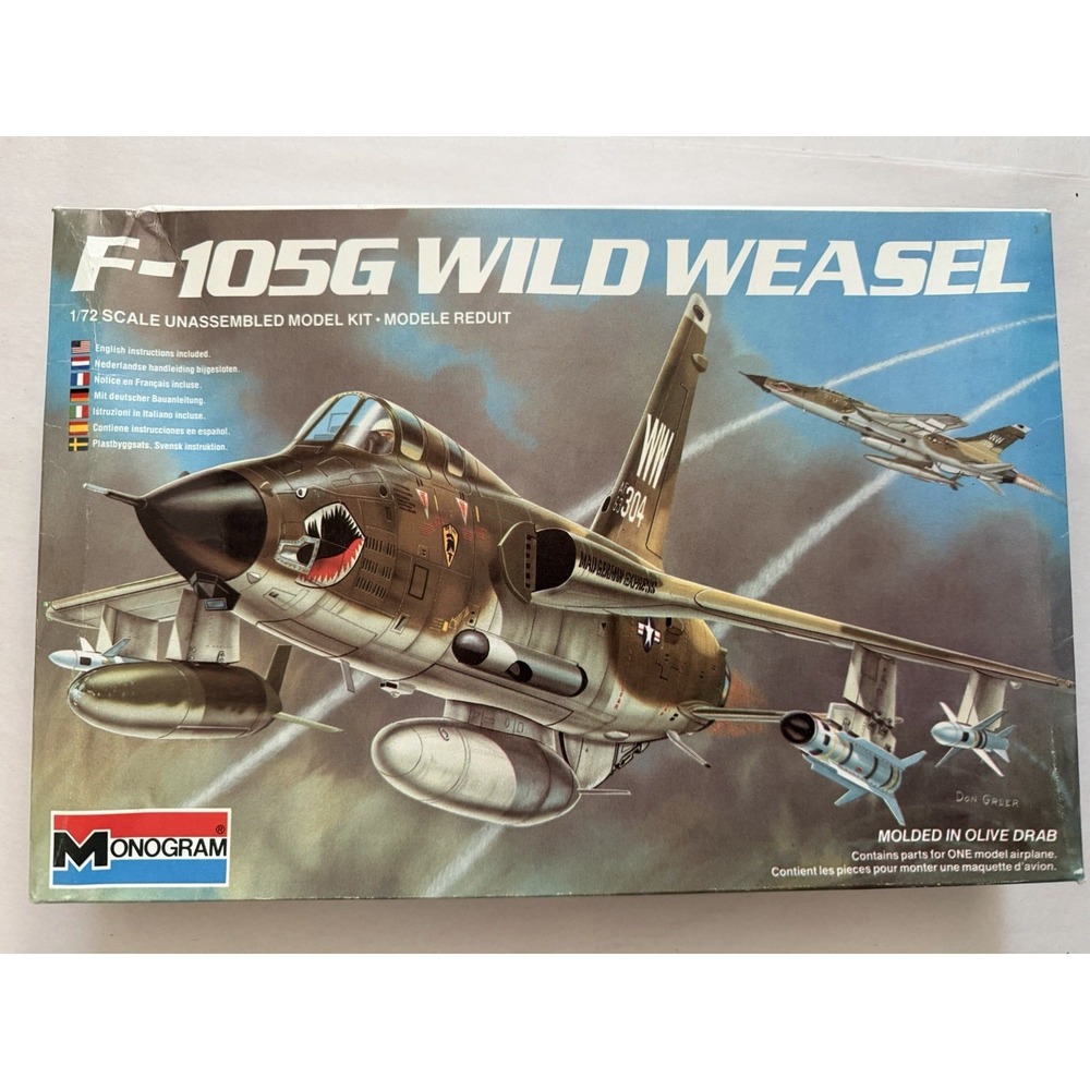 Monogram 1/72 F-105G Wild Weasel Model Kit #5431 Vintage 1984 Open Box